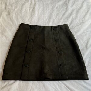 LOFT Olive Green Double-Breasted Mini Suede Skirt SIze 0
